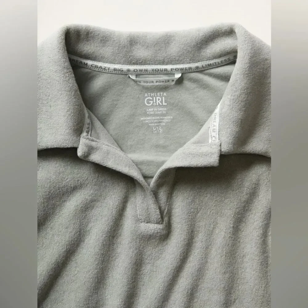 NWT ATHLETA GIRL Jump In Terrycloth Dress Pool Beach Coverup Sage Green M 8 10